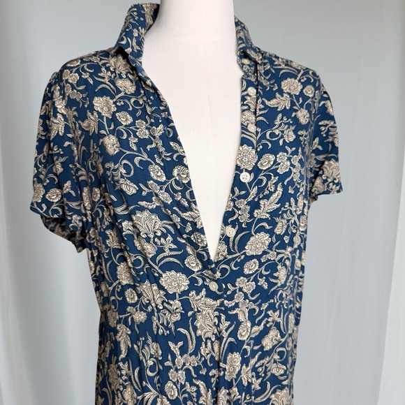 CHAPS Womens Midi Floral Dress Size S Blue Flutter Sleeve Cottagecore‎ Fairy - Picture 15 of 16